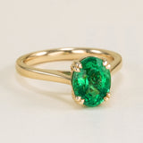 Oval-cut 2ct emerald single-stone ring