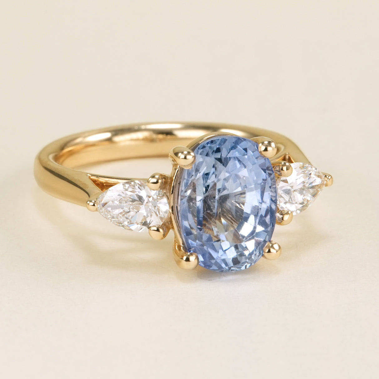 Sapphire & diamond three-stone ring
