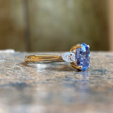Sapphire & diamond three-stone ring