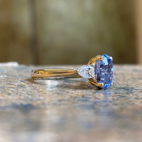 Sapphire & diamond three-stone ring