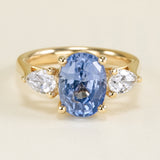 Sapphire & diamond three-stone ring