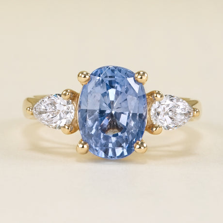 Sapphire & diamond three-stone ring