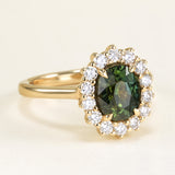 2.50ct oval-cut green sapphire & diamond cluster ring