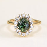 2.50ct oval-cut green sapphire & diamond cluster ring
