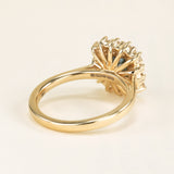 Square-cut teal green-blue sapphire & diamond cluster ring