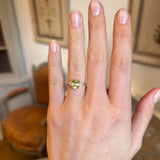 Yellow sapphire and diamond three-stone ring