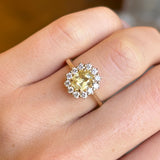 Yellow sapphire and diamond cluster ring