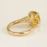 Chrysoberyl and pear-cut diamond three-stone ring