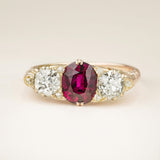 Antique, Victorian ruby & diamond three-stone ring