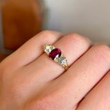 Antique, Victorian ruby & diamond three-stone ring