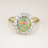 Vintage, 1950s black opal & diamond cluster ring
