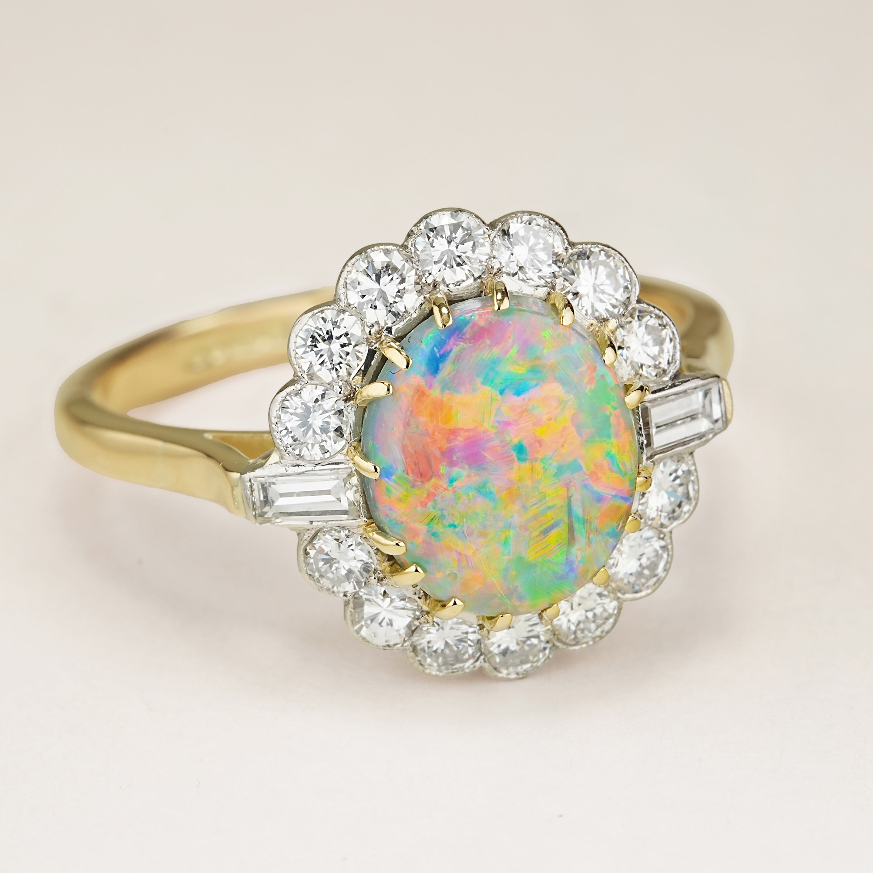 Vintage, 1950s black opal & diamond cluster ring – Antique Ring