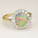 Vintage, 1950s black opal & diamond cluster ring
