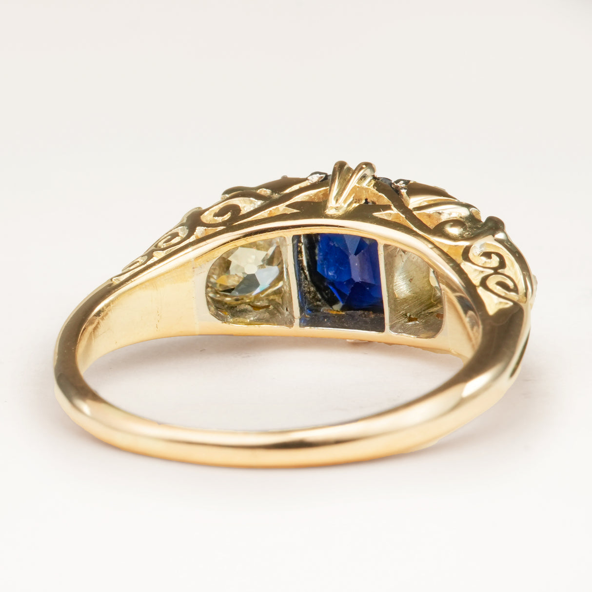 Antique, Victorian sapphire & diamond three-stone ring
