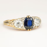 Antique, Victorian sapphire & diamond three-stone ring