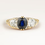 Antique, Victorian sapphire & diamond three-stone ring