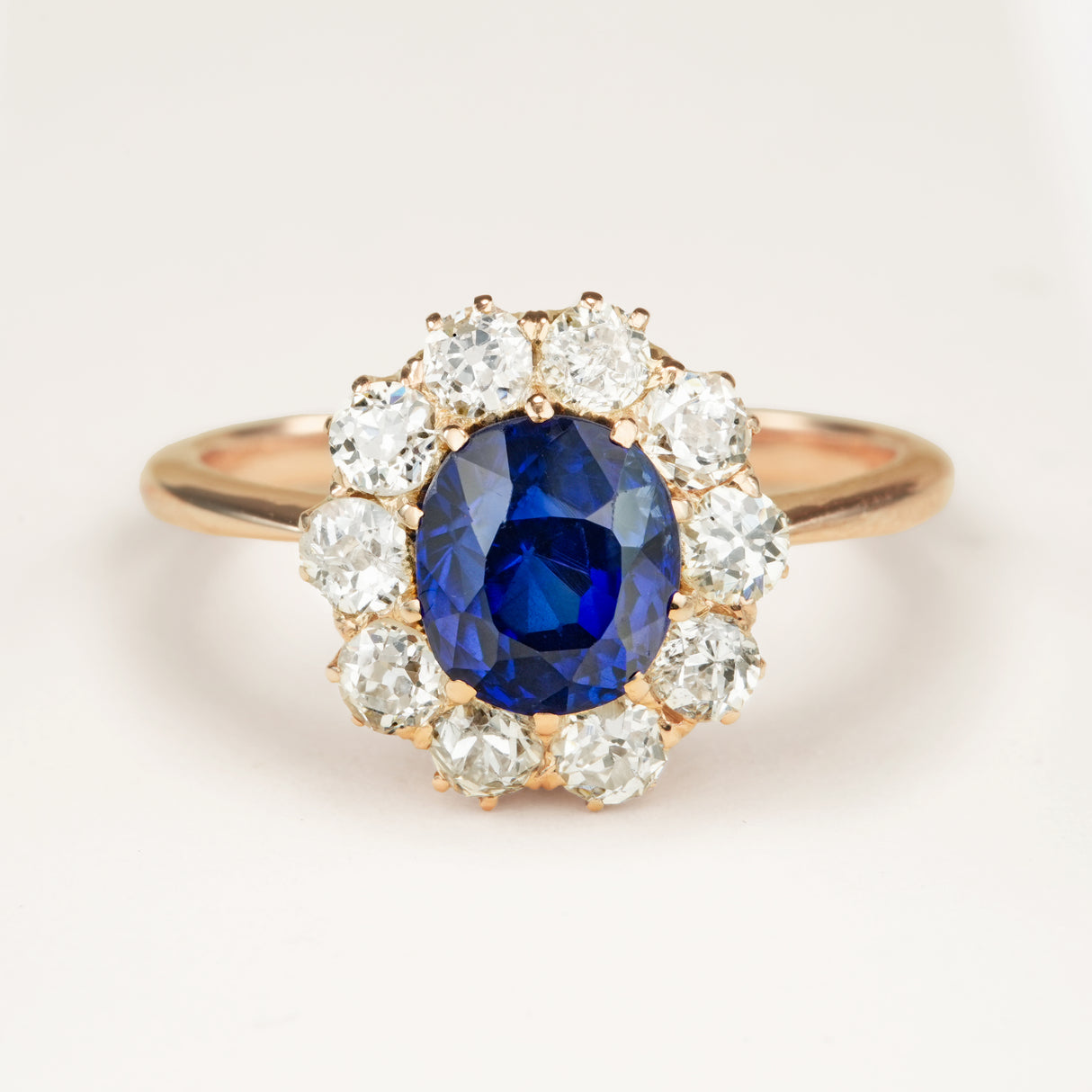 Antique, 1920s synthetic sapphire & diamond cluster ring