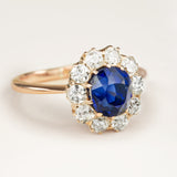 Antique, 1920s synthetic sapphire & diamond cluster ring