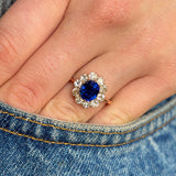 Antique, 1920s royal-blue synthetic sapphire & diamond cluster ring
