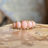 Antique, Victorian coral & diamond half-hoop ring