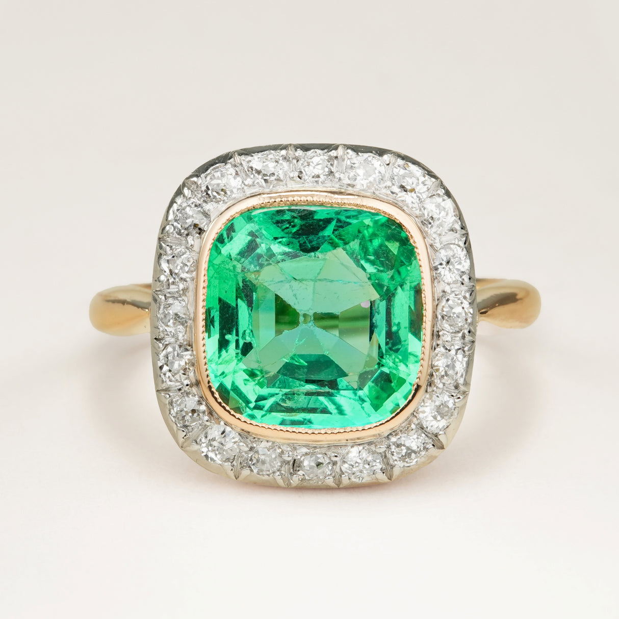 Antique, Victorian emerald and diamond cluster ring