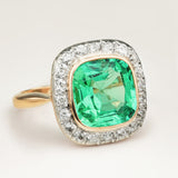 Antique, Victorian emerald and diamond cluster ring