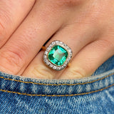 Antique, Victorian emerald and diamond cluster ring