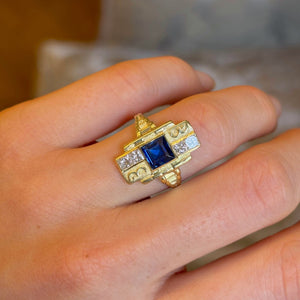 Art Deco style, Austrian sapphire and diamond ring