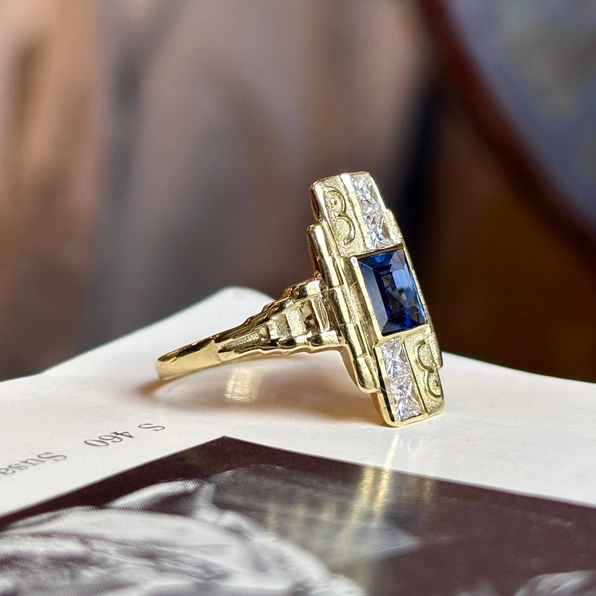Art Deco style, Austrian sapphire and diamond ring