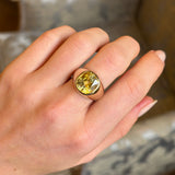 Vintage, 1950's Austrian 8ct cushion-cut yellow sapphire cocktail ring