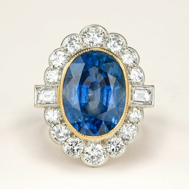 Vintage, 1990's sapphire and diamond cluster ring