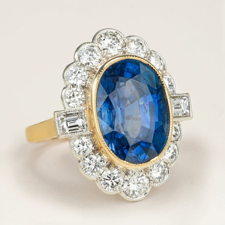 Vintage, 1990's sapphire and diamond cluster ring