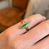 Antique, Victorian emerald and diamond navette cluster ring