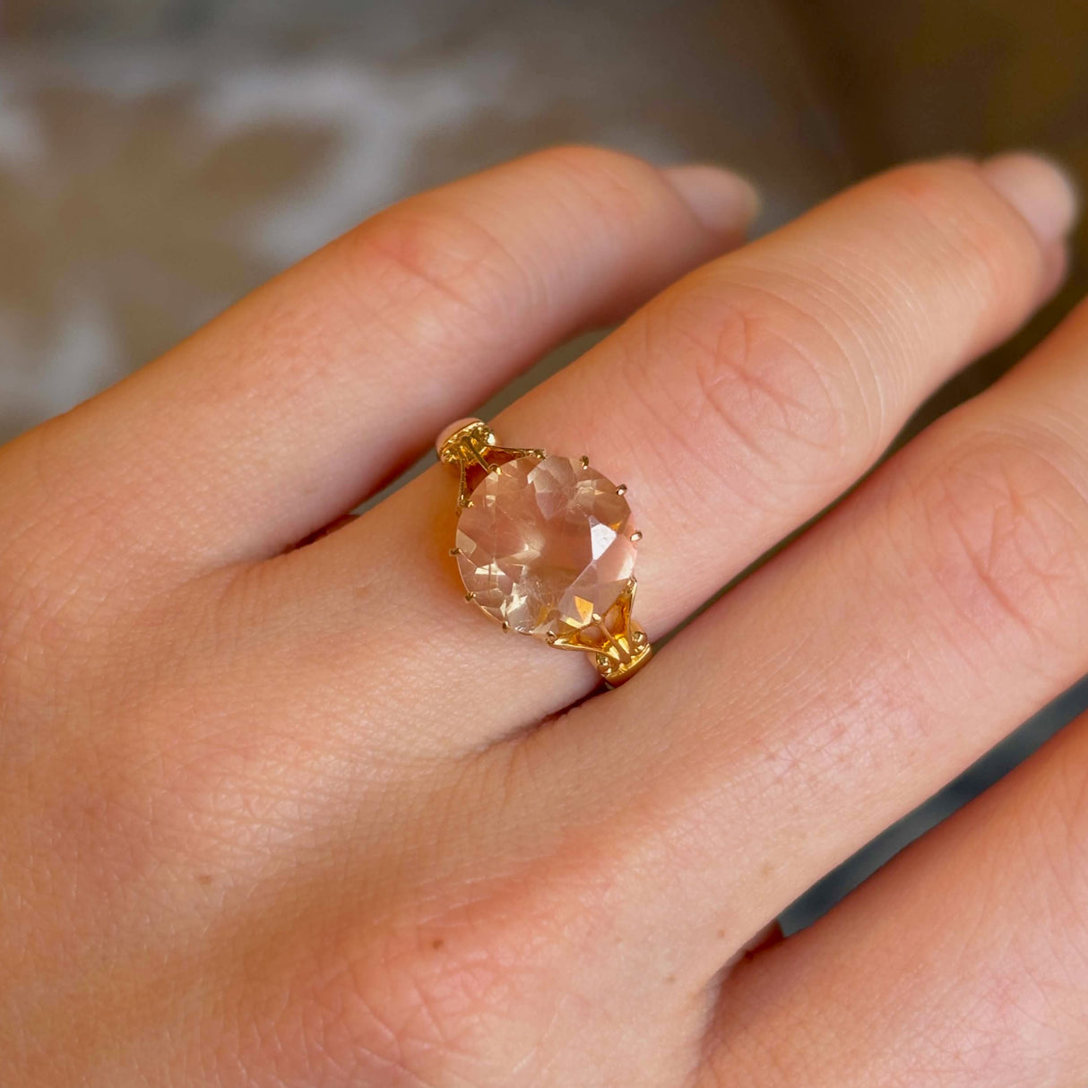 Antique, Victorian Peach Tourmaline Solitaire Ring