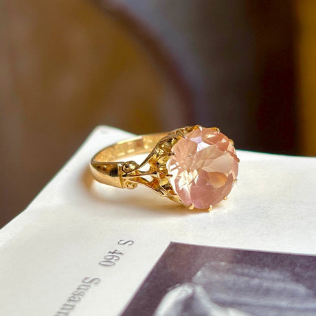Antique, Victorian Peach Tourmaline Solitaire Ring