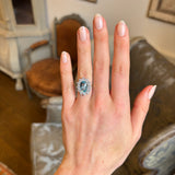 Vintage, 1980s aquamarine and diamond cluster engagement ring