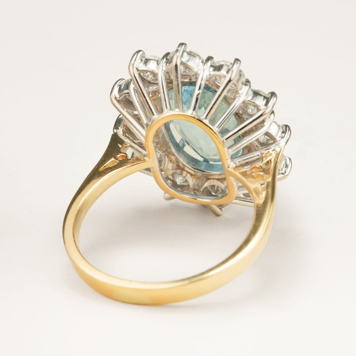 Vintage, 1980s aquamarine and diamond cluster engagement ring
