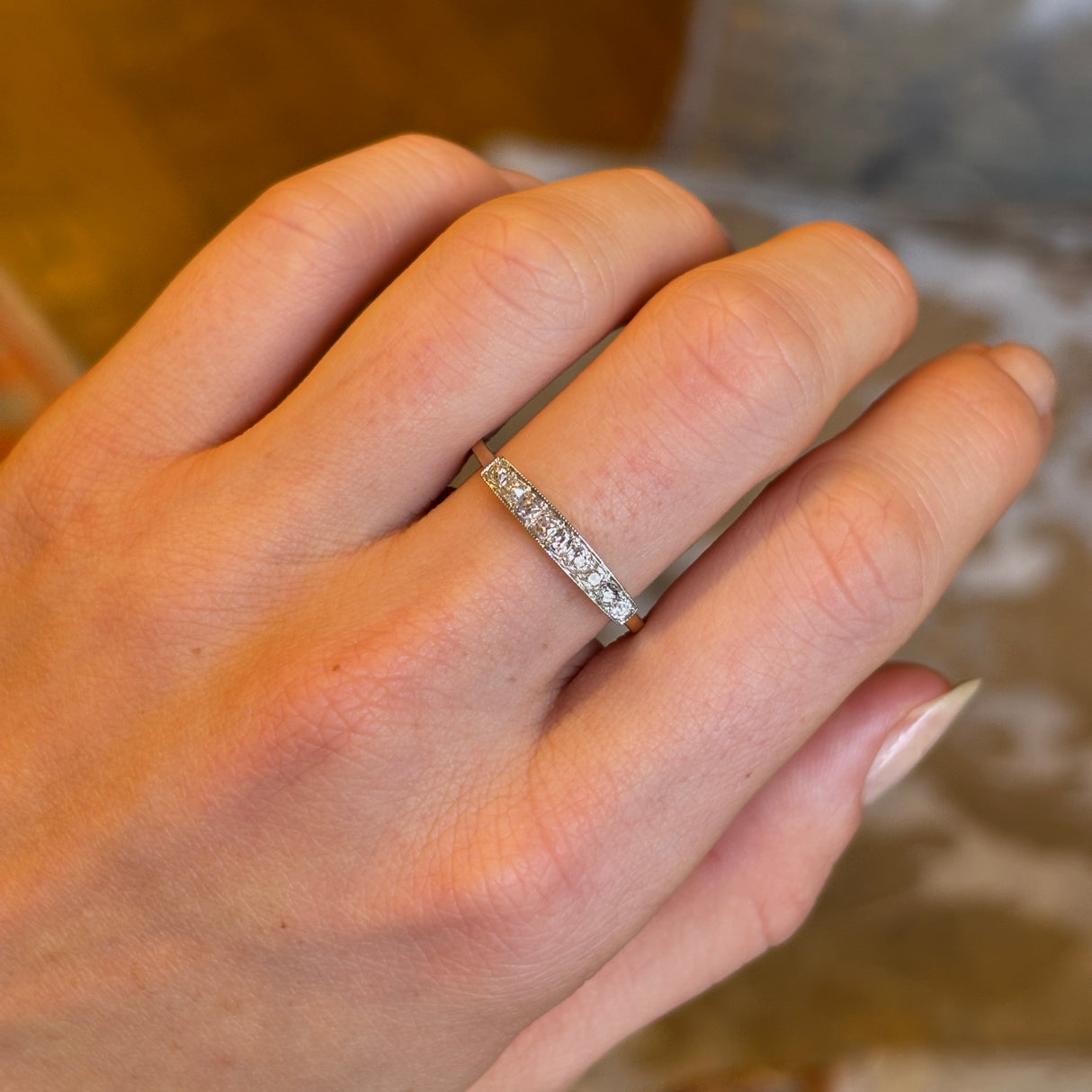 Antique, 1920's old-cut diamond half-eternity ring