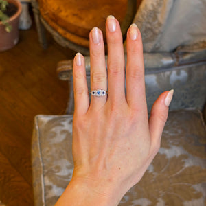 Antique, Edwardian sapphire and diamond triple cluster ring