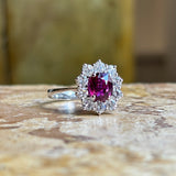 Vintage, French 1960's ruby and diamond cluster ring