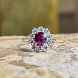 Vintage, French 1960's ruby and diamond cluster ring