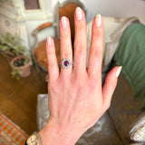 Vintage, French 1960's ruby and diamond cluster ring