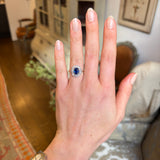 Vintage, sapphire and diamond cluster ring