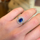 Vintage, sapphire and diamond cluster ring