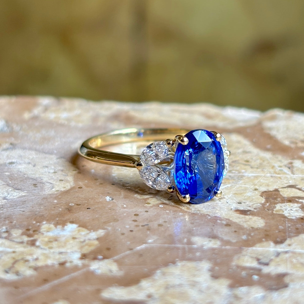 Vintage, sapphire and diamond engagement ring