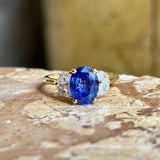 Vintage, sapphire and diamond engagement ring