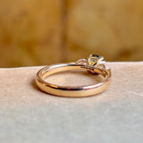 Teal sapphire and diamond three-stone engagement ring