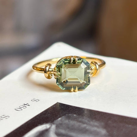 Vintage, 1980's Green Sapphire Solitaire Engagement Ring