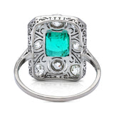 Art Deco emerald and diamond panel ring, rear view. 