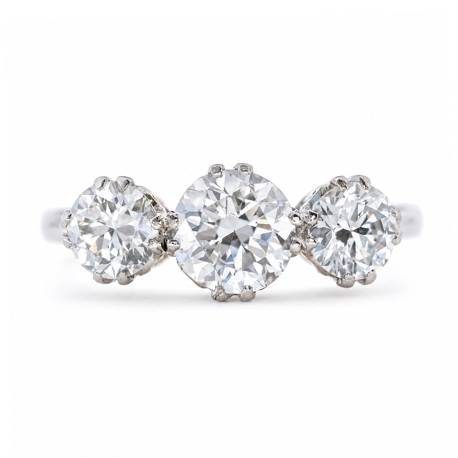 Three-stone (trilogy) vintage & antique engagement rings – Antique